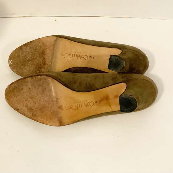 Calvin Klein Womens Green Suede Pumps Heels Made In Italy Size 8M - Picture 7 of 8